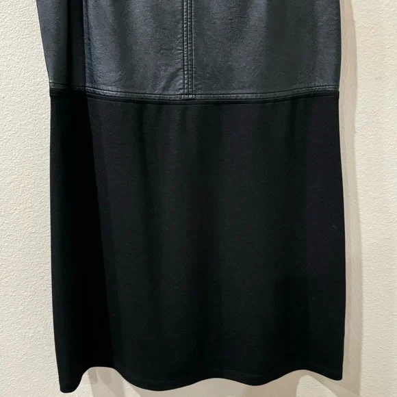🎉Little Black Sleeveless Dress Faux Leather Top & Exposed Back Zip Sz 10 BNWT - Picture 9 of 9